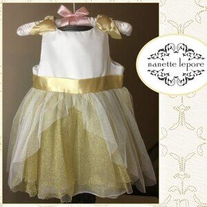 NANNETTE LEPORE GIRLS Multi-Layered Gold/White Dress    6-12M